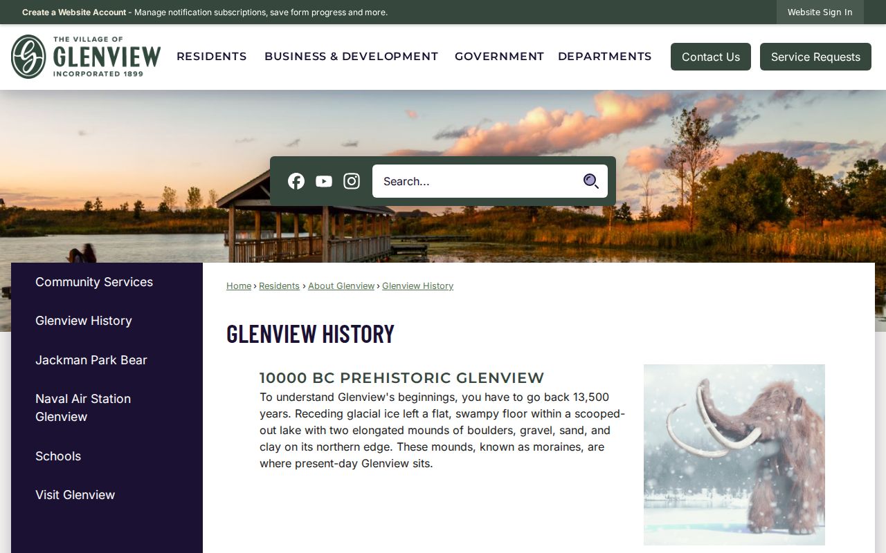 Official Village of Glenview history timeline