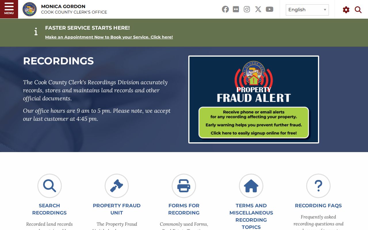 Glenview residents directory Cook County Clerk recordings page