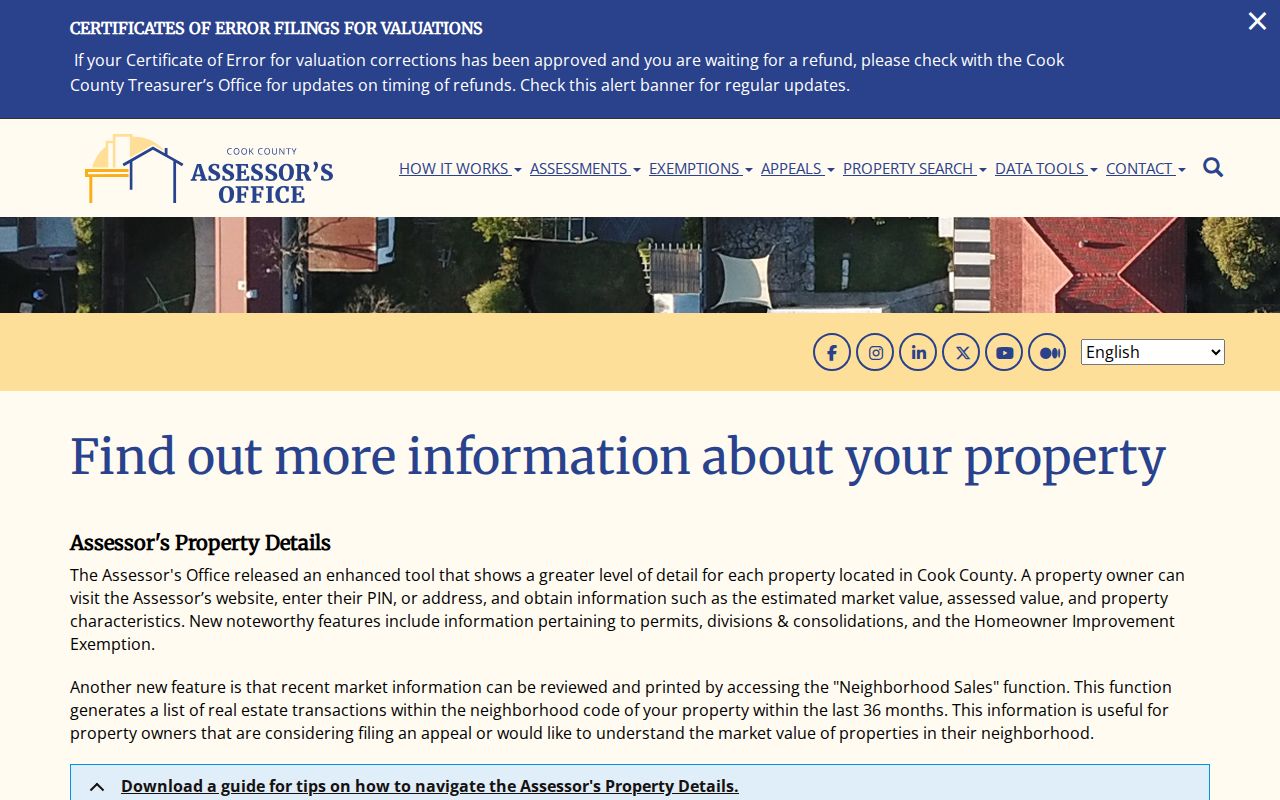 Cook County Assessor property details for Glenview streets