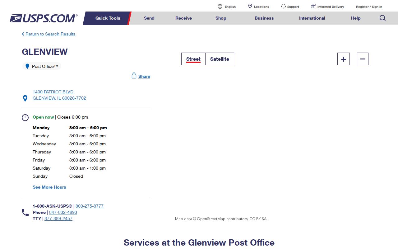USPS Glenview Post Office location and service page